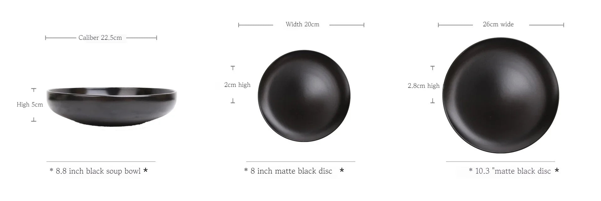 Deep black MC THE BLACK DIAMOND family dinner set with plates and bowls, elegant dinnerware for family meals.