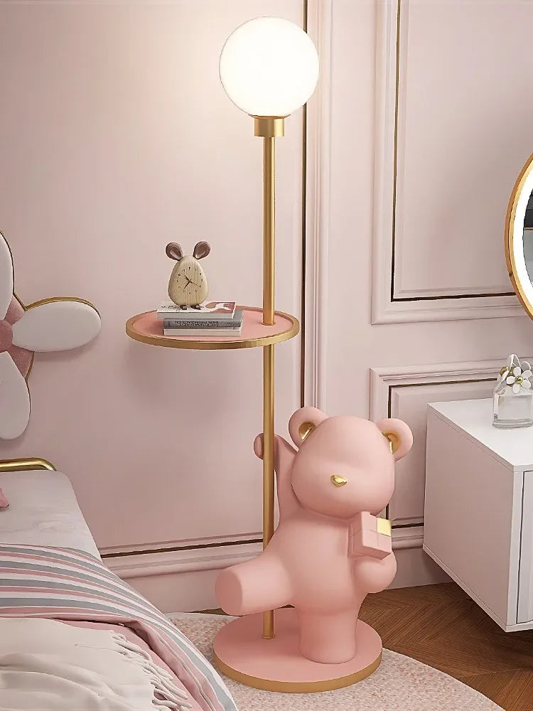 Large MC THE BLACK DIAMOND Nordic luxury living room bear floor lamp with elegant design and warm lighting.