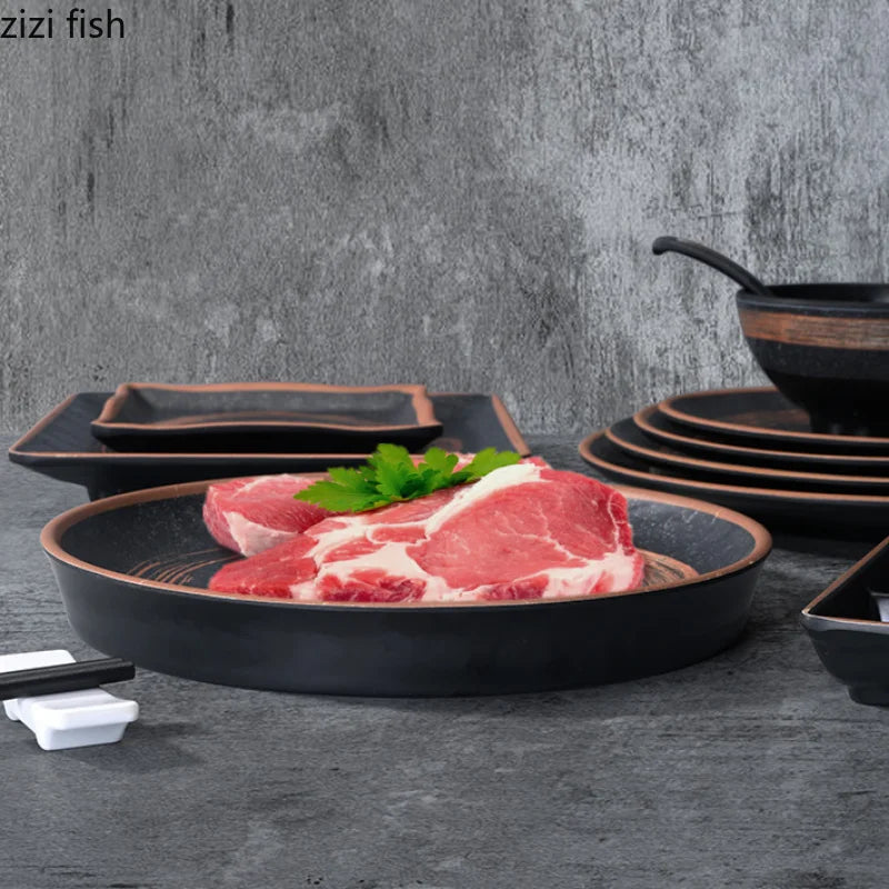 Melamine dinner plate set by 𝕄𝕮 𝕋𝕙𝕖 𝔹𝕝𝕒𝕔𝕜 𝔻𝕚𝕒𝕞𝕠𝕟�