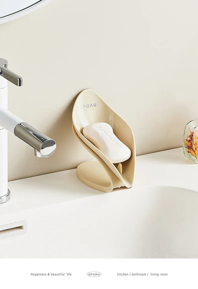 MC THE BLACK DIAMOND multi-functional countertop soap dish with self-draining design, featuring a sleek, practical holder for bathroom use.