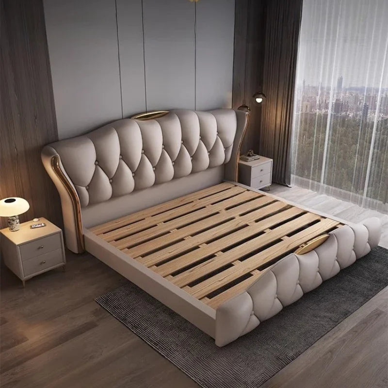 Complete bedroom furniture king set featuring a bed from MC THE BLACK DIAMOND, including matching nightstands and storage options.