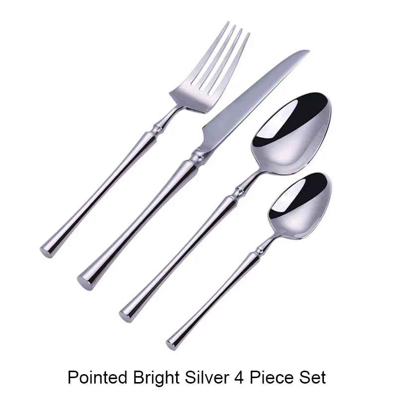 Mirror matte stainless steel black gold and silver dinnerware set with reflective surfaces and elegant design, by 𝕄𝕔 𝕋𝕙𝕖 𝔹𝕝𝕒𝕔𝕜 𝔻𝕚�
