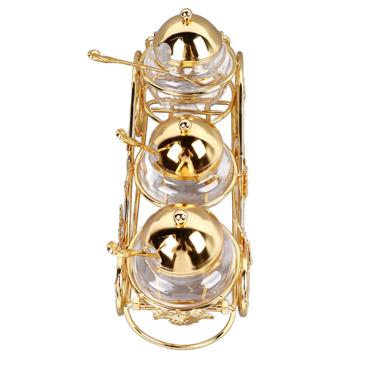 MC THE BLACK DIAMOND glass sugar bowl with golden lid, stylish condiment pot for serving sugar or cream at home.