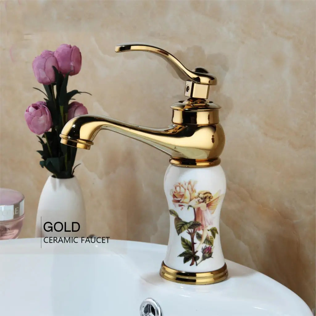 MC  Gold Polished Counter Top Bathroom Faucet
