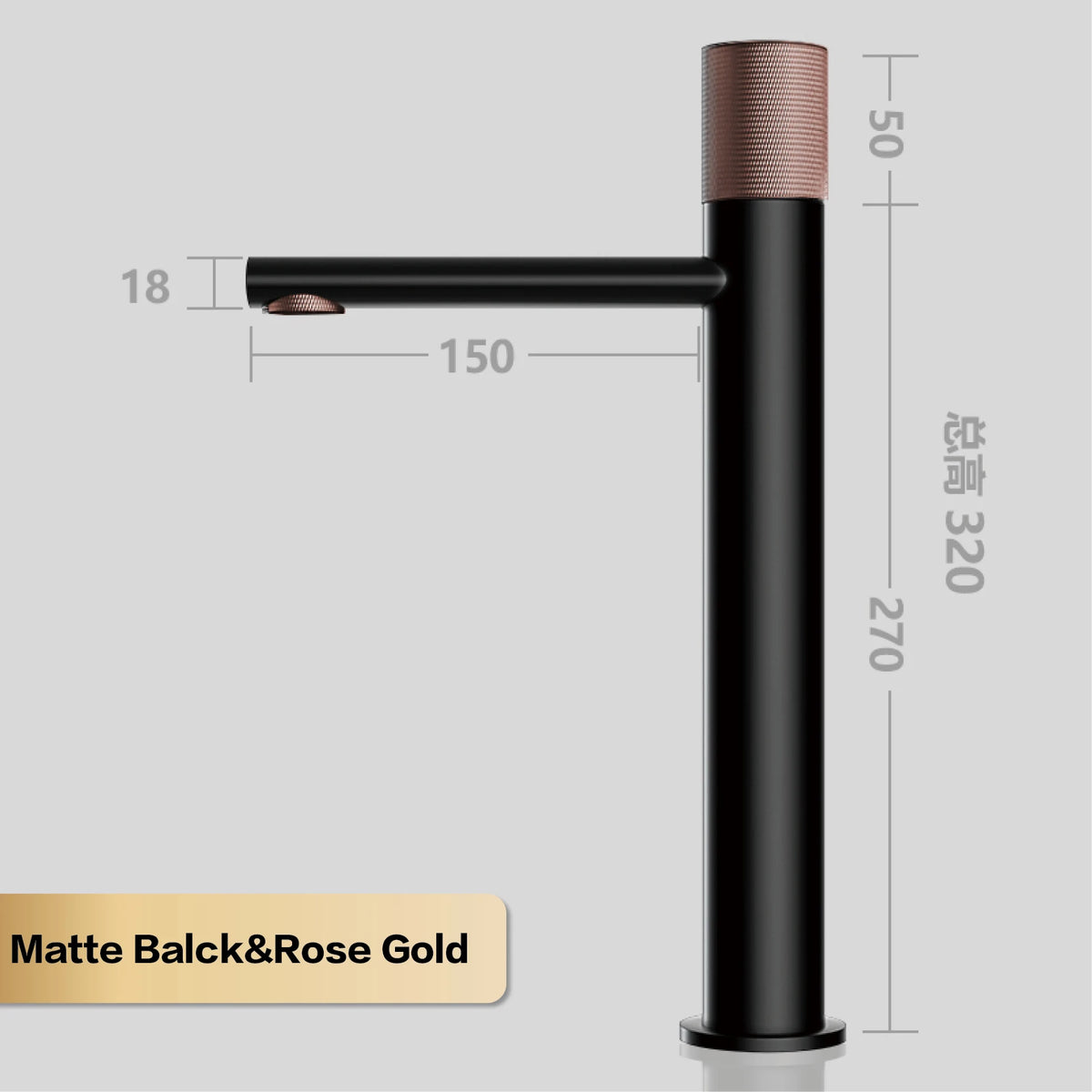 Black brass bathroom sink faucet with round handle design, mounted for hand washing, by MC THE BLACK DIAMOND.