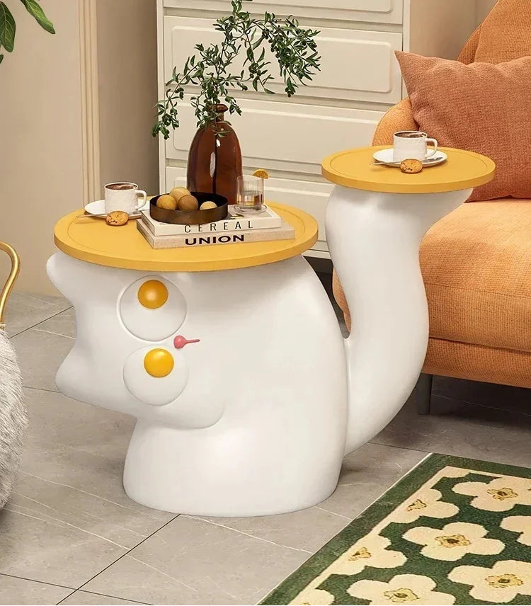Creative cute cat sofa side table for kids by MC The Black Diamond, featuring a playful cat design in bright colors.