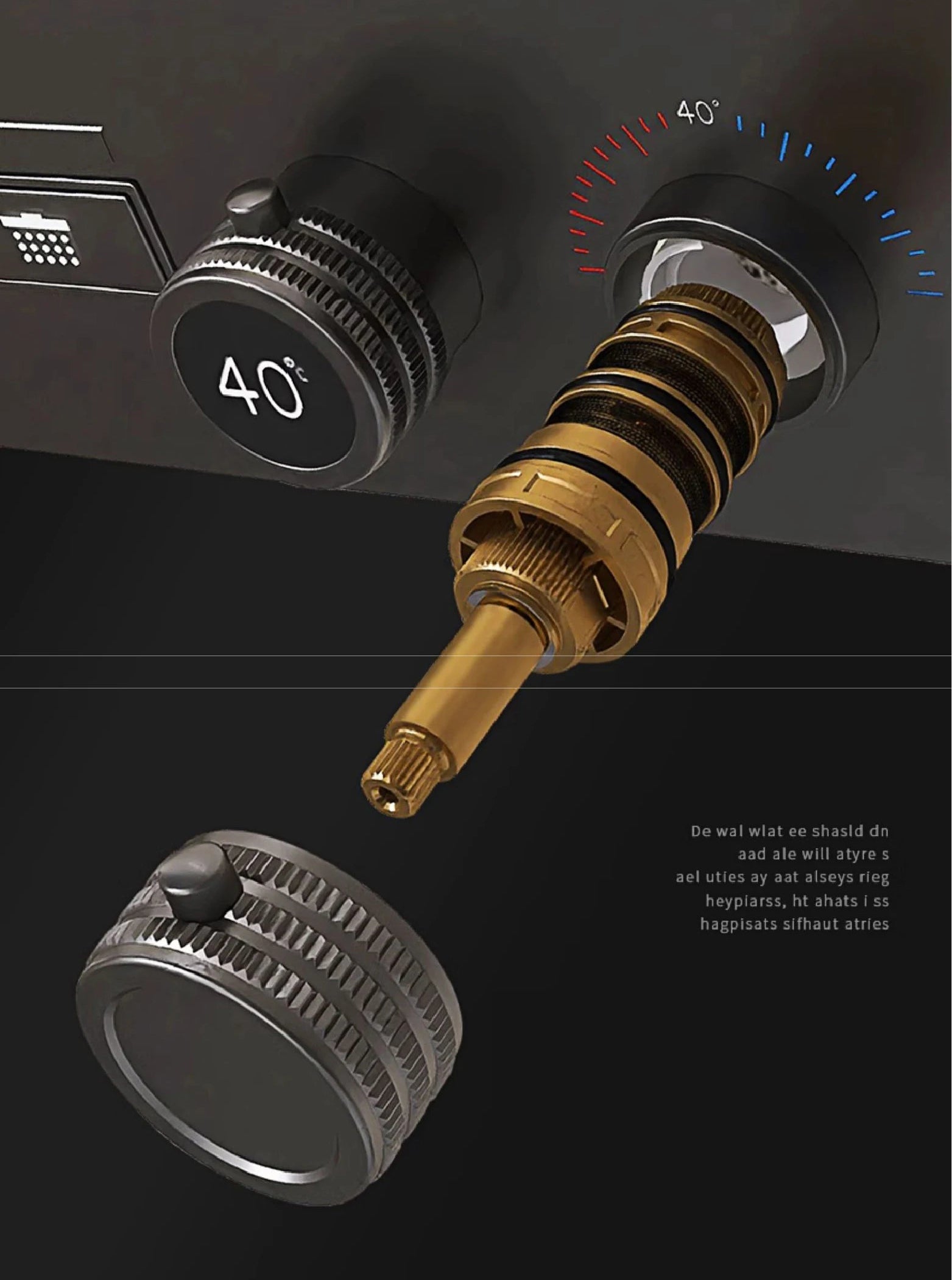 LED digital display dual control bathroom shower faucet system by MC THE BLACK DIAMOND, featuring hot and cold water controls and modern design.