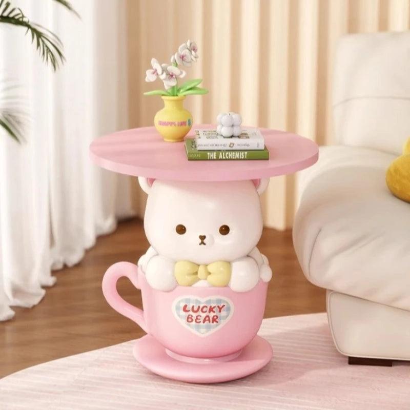 Kawaii Creative Small Coffee Table by MC The Black Diamond with colorful, playful design and wooden legs, ideal for modern home decor.