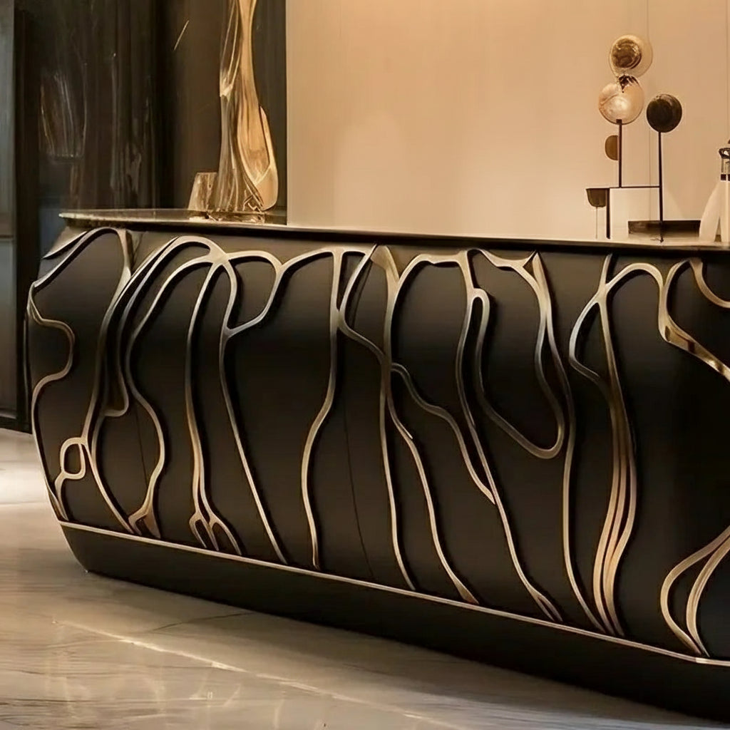 Modern black sideboard by MC THE BLACK DIAMOND with sleek design, Italian postmodern style, ideal for home dining room storage.