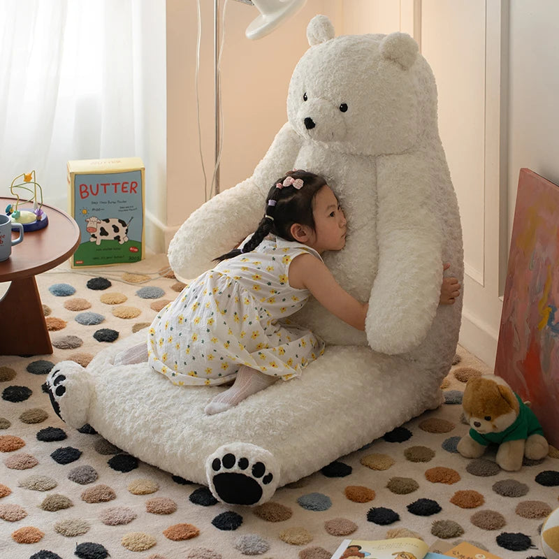 MC THE BLACK DIAMOND plush sectional sofa shaped like a bear, perfect for cozy bedroom decor.