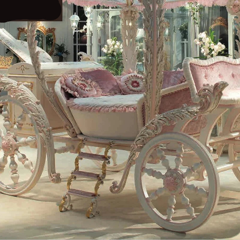 Pink Royal Princess Carriage Bed by MC THE BLACK DIAMOND, a customized home decor piece with a whimsical princess carriage design.