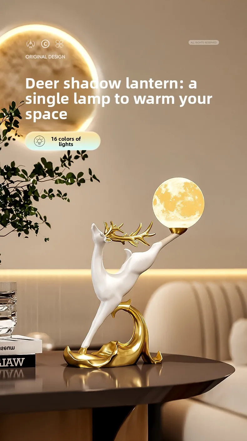 Luxury MC THE BLACK DIAMOND deer figurine for home decor, ideal for living room or TV cabinet display.