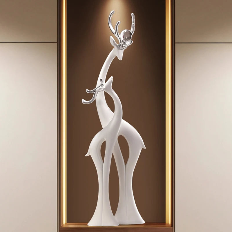 Modern MC THE BLACK DIAMOND deer figurine ornament for home decor, ideal for living room, TV cabinet, or wedding gift display.