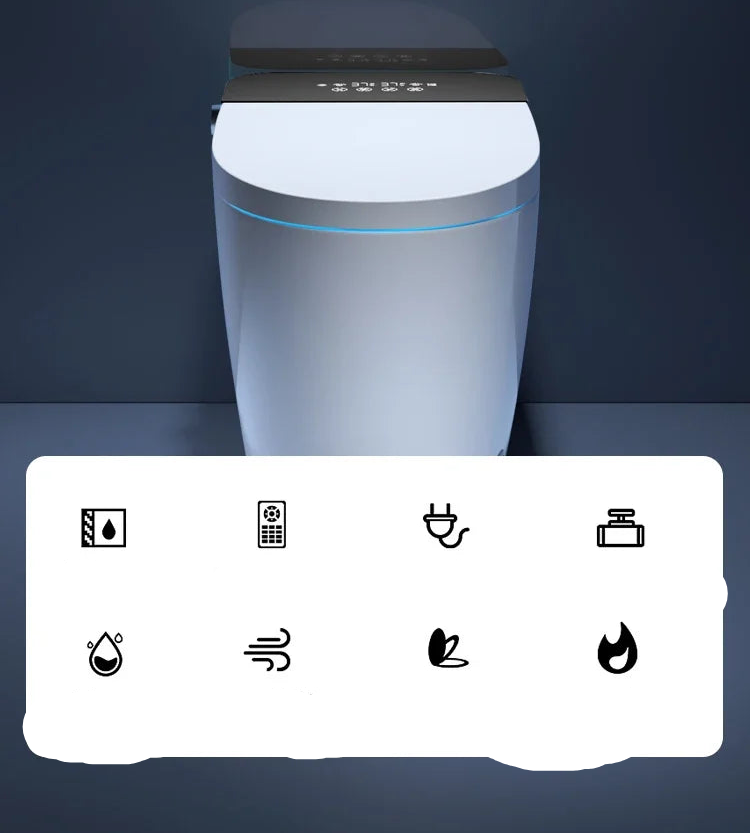 Fully automatic MC THE BLACK DIAMOND smart toilet with voice control, instant hot water, and no water pressure limits.