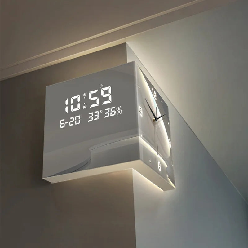 Modern double-sided living room corner clock by 𝕄𝕮 𝕋𝕙𝕖 𝔹𝕝𝕒𝕔𝕜 𝔻𝕚𝕒𝕞𝕠𝕟