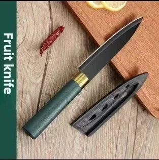 Portable, wear-resistant meat cutting kitchen knife from MC THE BLACK DIAMOND, shown with a sleek, sharp blade and ergonomic handle.