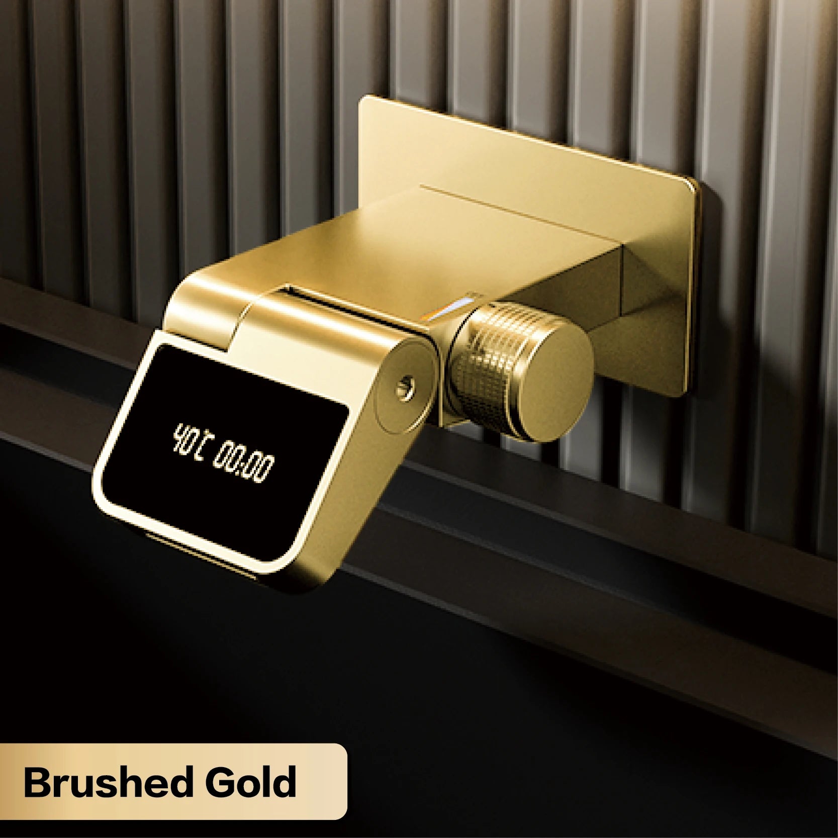 Luxury brass wall-mounted bathroom sink faucet with LED digital display, dual control, hot and cold water mixer by 𝕄𝕔 𝕋𝕙𝕖 𝔹𝕝𝕒𝕔𝕜 𝔻�