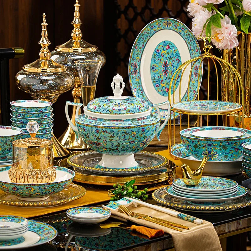 Elegant MC THE BLACK DIAMOND luxury dinnerware set with white plates and matching bowls for stylish kitchen and dining use.