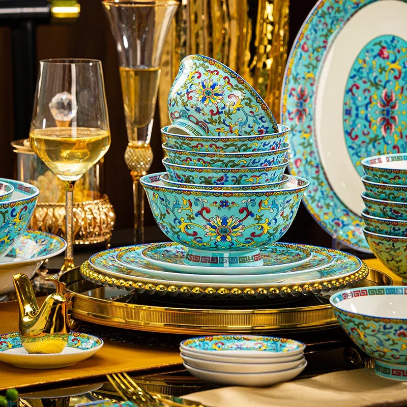 Elegant MC THE BLACK DIAMOND luxury dinnerware set with plates and bowls, perfect for stylish kitchen and dinner guest settings.