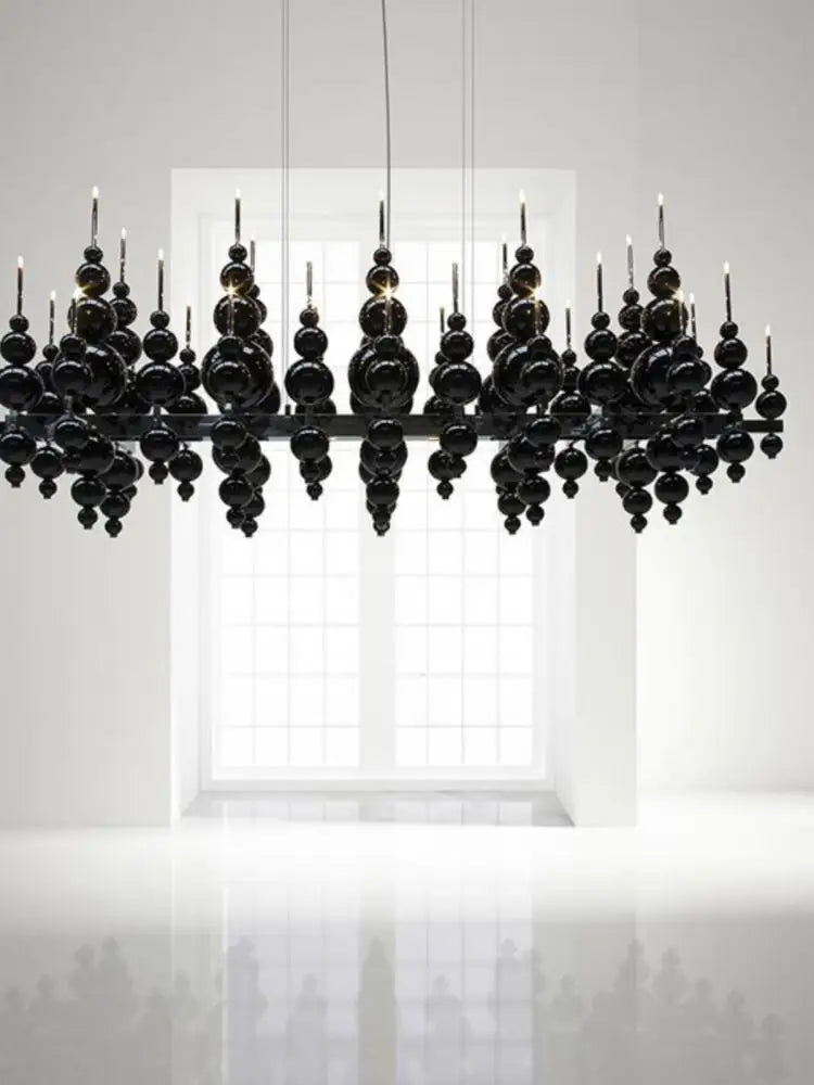 Luxury black chandelier by MC THE BLACK DIAMOND, elegant chandelier lighting fixture with intricate design for living rooms.