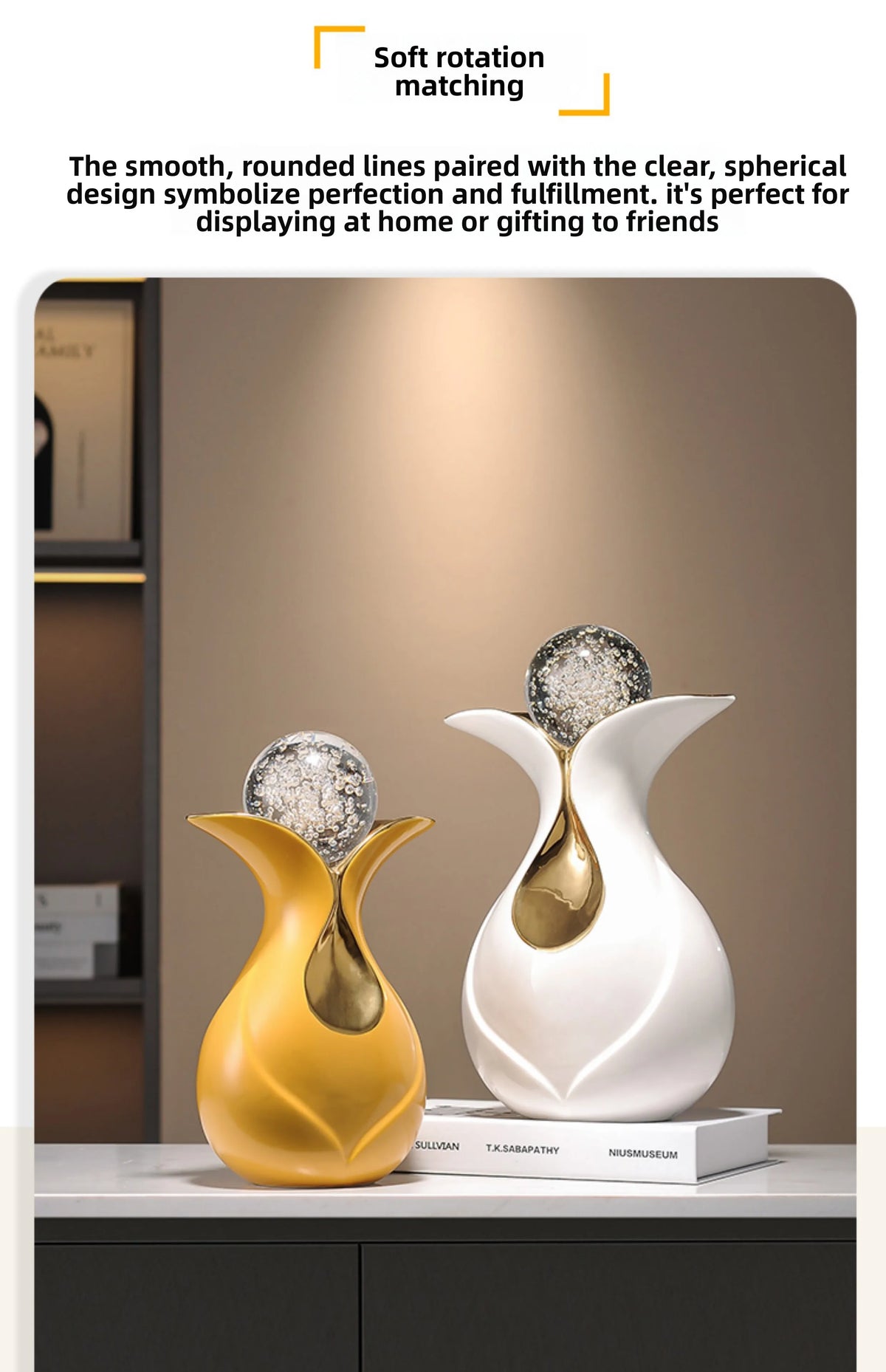 Modern Art Ceramic Feng Shui Crystal Ball figurine by MC THE BLACK DIAMOND, decorative ceramic ornament for home decor.