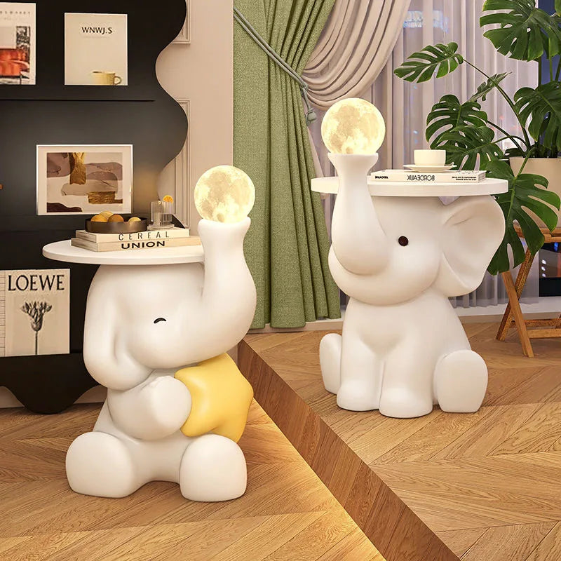 Creative elephant statue side table by MC THE BLACK DIAMOND, living room end table with detailed elephant design and sturdy surface.
