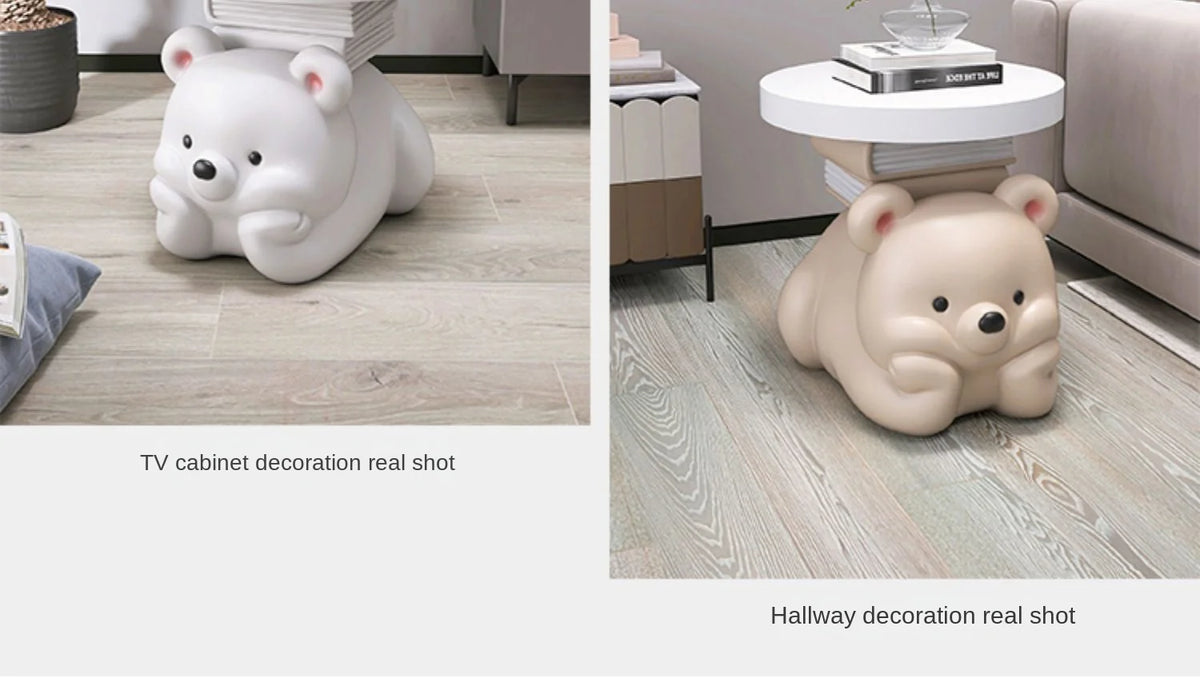 Cream bear-shaped MC THE BLACK DIAMOND end table for living room decor, featuring a charming bear design as a stylish home accessory.