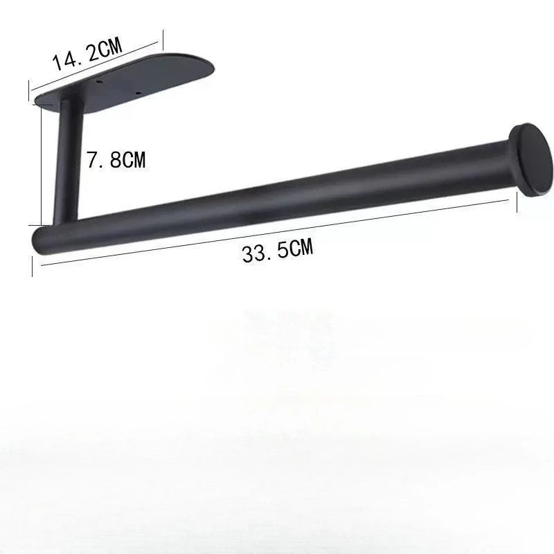 Self-adhesive paper towel holder for kitchen cabinets by MC THE BLACK DIAMOND, mounted under cabinet for convenient towel access.