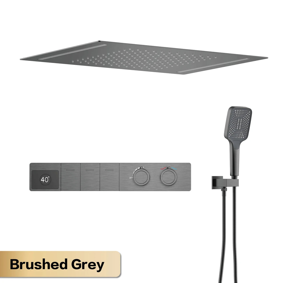 MC THE BLACK DIAMOND LED digital display hot and cold water bathroom shower system with embedded faucet and sleek design.