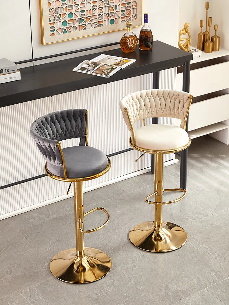 Adjustable MC THE BLACK DIAMOND Nordic high foot stool chair with sleek modern design and wooden finish.