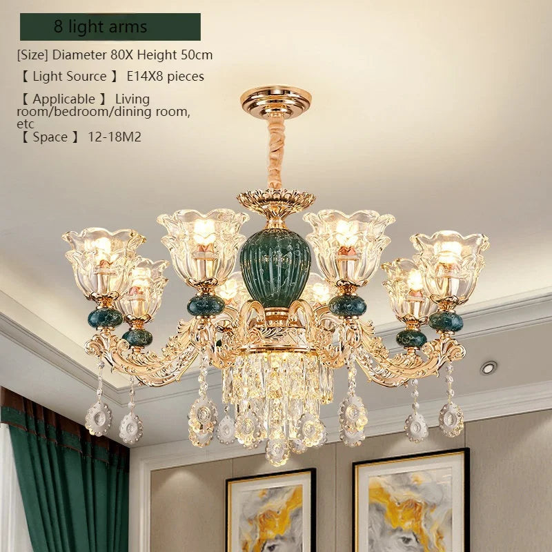 LED crystal ceramic retro ceiling chandelier by MC THE BLACK DIAMOND, featuring European-style chandelier lighting fixture with elegant design.