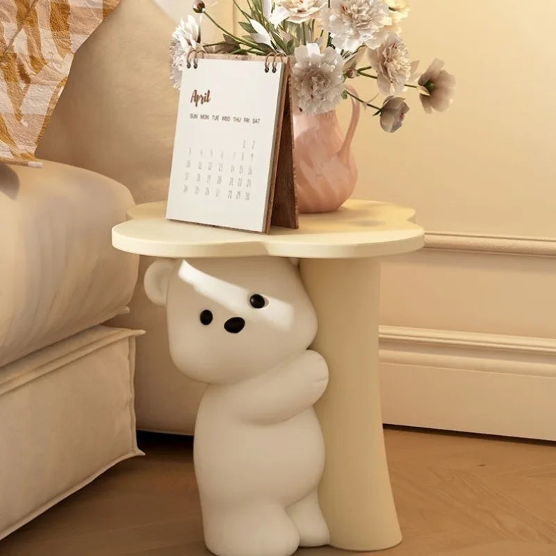 Large cute bear themed end table by MC THE BLACK DIAMOND featuring a playful bear design and sturdy wooden construction.
